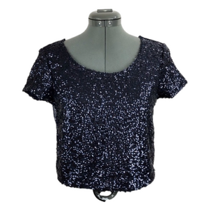 Charlotte Russe Navy Sequin Crop Top
